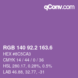 カラーコード: RGB 140 92.2 163.6 | qconv.com