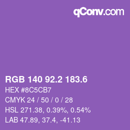 カラーコード: RGB 140 92.2 183.6 | qconv.com