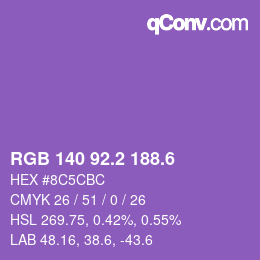 カラーコード: RGB 140 92.2 188.6 | qconv.com
