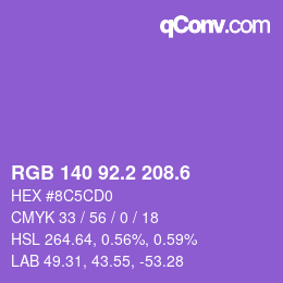 カラーコード: RGB 140 92.2 208.6 | qconv.com