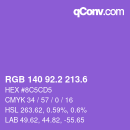 カラーコード: RGB 140 92.2 213.6 | qconv.com