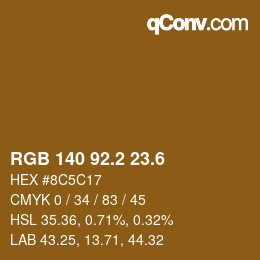 カラーコード: RGB 140 92.2 23.6 | qconv.com