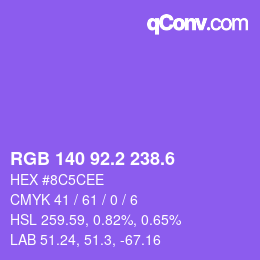 カラーコード: RGB 140 92.2 238.6 | qconv.com