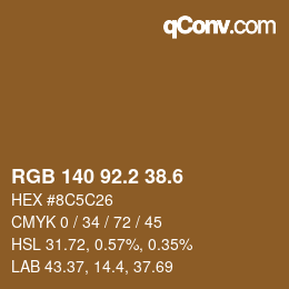 カラーコード: RGB 140 92.2 38.6 | qconv.com