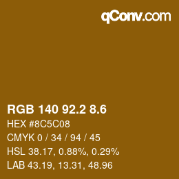 カラーコード: RGB 140 92.2 8.6 | qconv.com