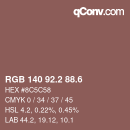 カラーコード: RGB 140 92.2 88.6 | qconv.com