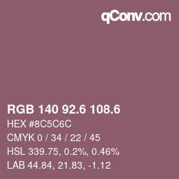 カラーコード: RGB 140 92.6 108.6 | qconv.com