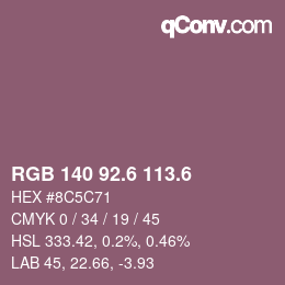 カラーコード: RGB 140 92.6 113.6 | qconv.com