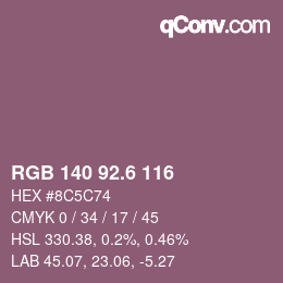 カラーコード: RGB 140 92.6 116 | qconv.com