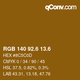 カラーコード: RGB 140 92.6 13.6 | qconv.com