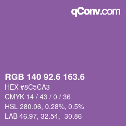 カラーコード: RGB 140 92.6 163.6 | qconv.com