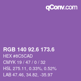 カラーコード: RGB 140 92.6 173.6 | qconv.com