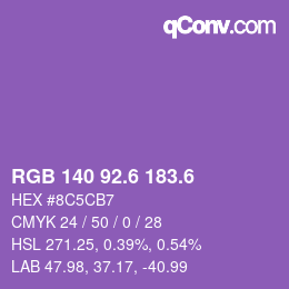カラーコード: RGB 140 92.6 183.6 | qconv.com