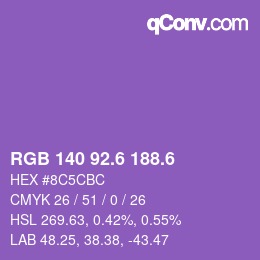 カラーコード: RGB 140 92.6 188.6 | qconv.com