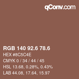 カラーコード: RGB 140 92.6 78.6 | qconv.com