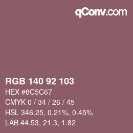 Color code: RGB 140 92 103 | qconv.com