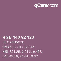 カラーコード: RGB 140 92 123 | qconv.com