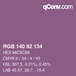 颜色代码: RGB 140 92 134 | qconv.com