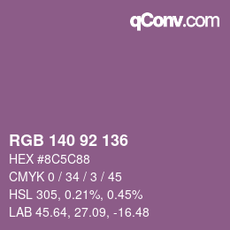カラーコード: RGB 140 92 136 | qconv.com