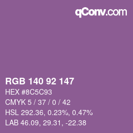 カラーコード: RGB 140 92 147 | qconv.com
