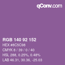 カラーコード: RGB 140 92 152 | qconv.com