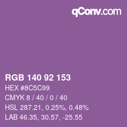 颜色代码: RGB 140 92 153 | qconv.com