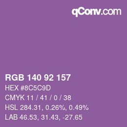 カラーコード: RGB 140 92 157 | qconv.com