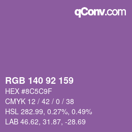 颜色代码: RGB 140 92 159 | qconv.com