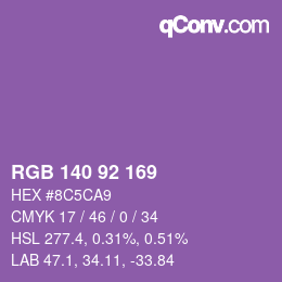 颜色代码: RGB 140 92 169 | qconv.com