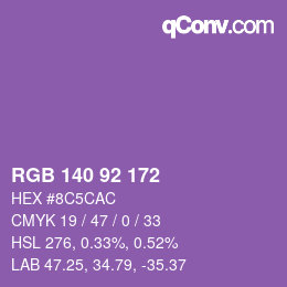 Color code: RGB 140 92 172 | qconv.com