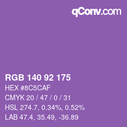 颜色代码: RGB 140 92 175 | qconv.com