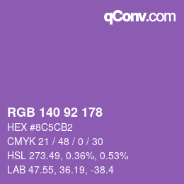 Color code: RGB 140 92 178 | qconv.com