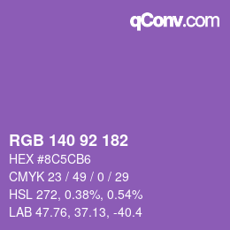 カラーコード: RGB 140 92 182 | qconv.com
