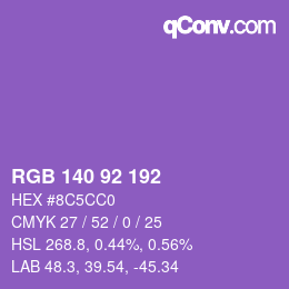 カラーコード: RGB 140 92 192 | qconv.com