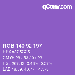 カラーコード: RGB 140 92 197 | qconv.com