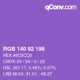 カラーコード: RGB 140 92 198 | qconv.com