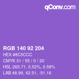 颜色代码: RGB 140 92 204 | qconv.com