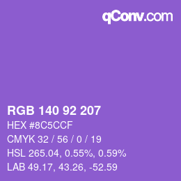カラーコード: RGB 140 92 207 | qconv.com