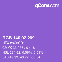 カラーコード: RGB 140 92 209 | qconv.com