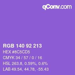 Color code: RGB 140 92 213 | qconv.com