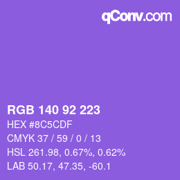 Color code: RGB 140 92 223 | qconv.com