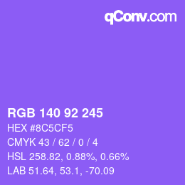 颜色代码: RGB 140 92 245 | qconv.com