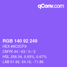 カラーコード: RGB 140 92 249 | qconv.com