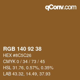 颜色代码: RGB 140 92 38 | qconv.com
