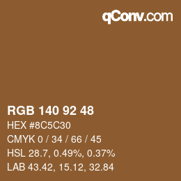 颜色代码: RGB 140 92 48 | qconv.com