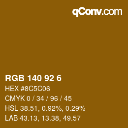 カラーコード: RGB 140 92 6 | qconv.com