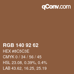 カラーコード: RGB 140 92 62 | qconv.com