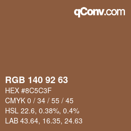 Color code: RGB 140 92 63 | qconv.com