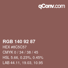 カラーコード: RGB 140 92 87 | qconv.com