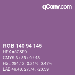 Color code: RGB 140 94 145 | qconv.com